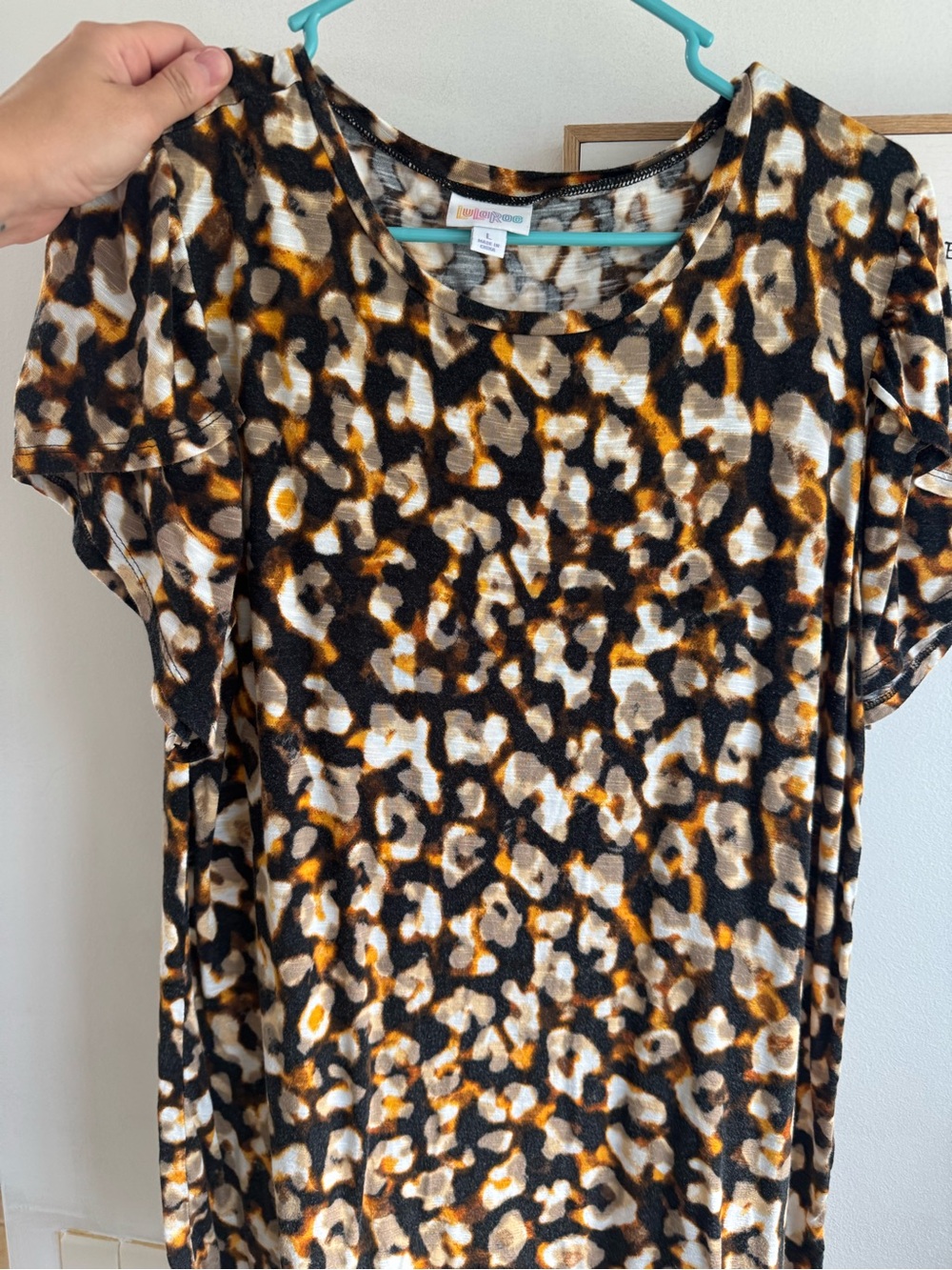 LuLaRoe Black, Brown, Cream & Gold Leopard Short Sleeve Top